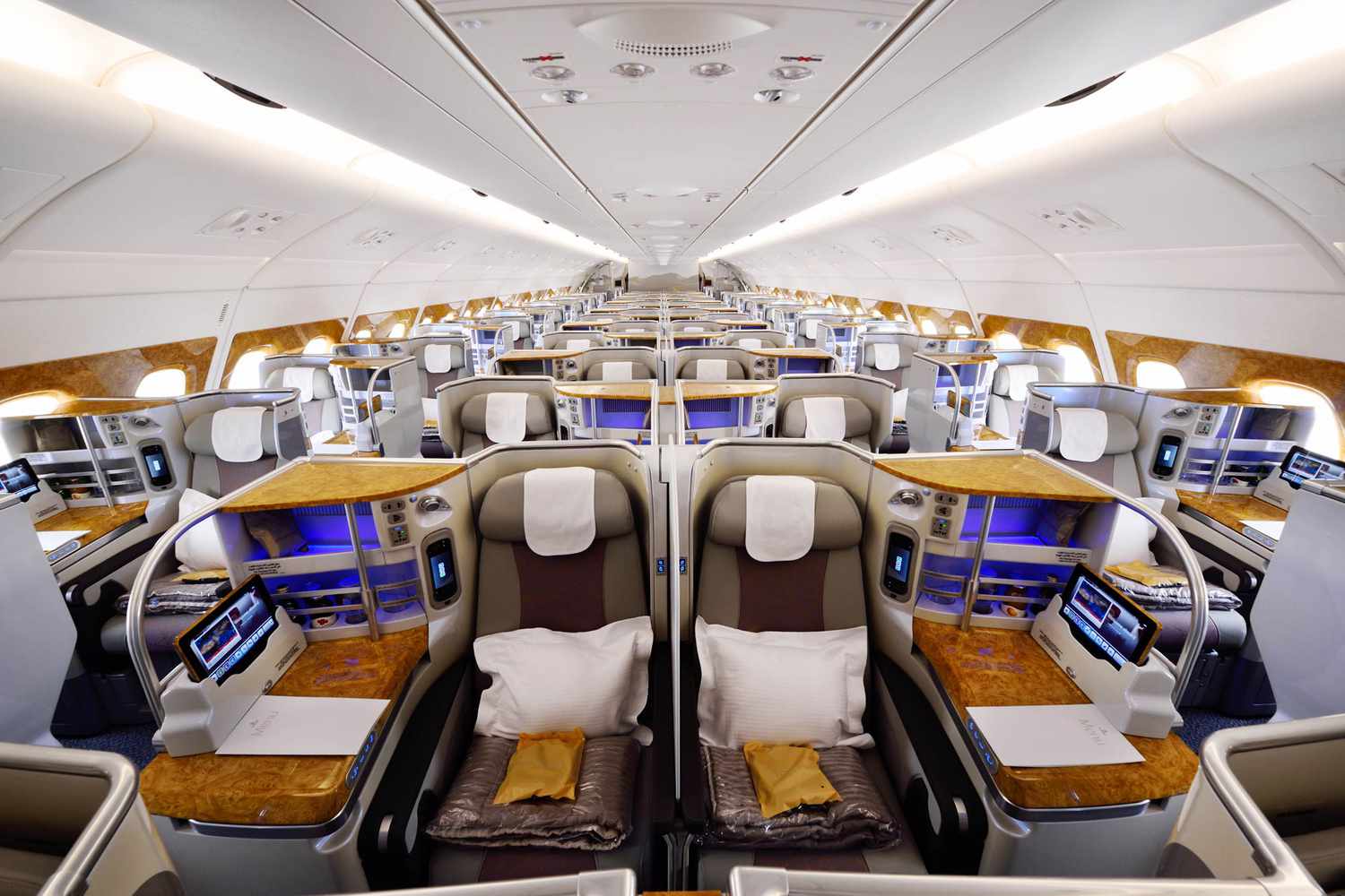 A Business class seat aisle.