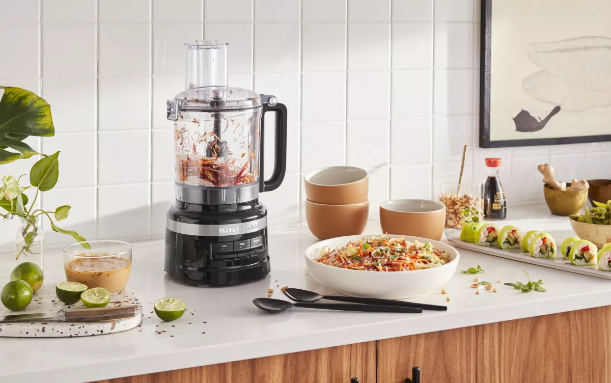 A blender on a kitchen slab.