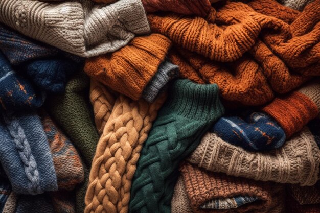 woolen clothes piled up on each other.